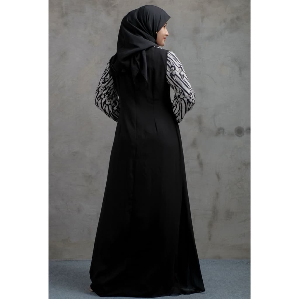 Gaun Aleea Sogan | Gaun Aleea Hitma Putih | Gaun Batik Klasik | Gaun Batik Berpayet | Gaun Batik Simple | Gaun Batik Elegant 5