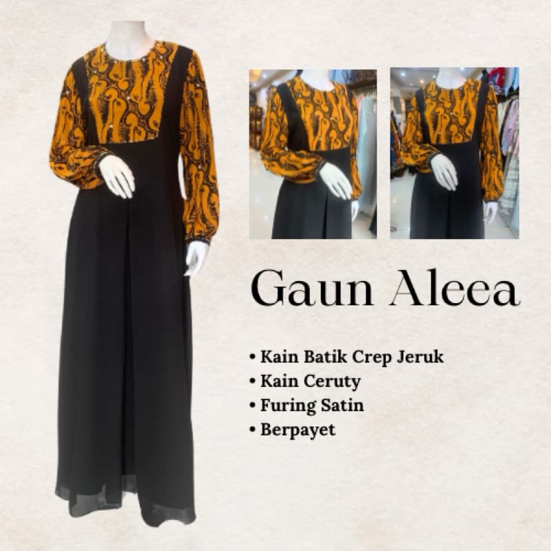 Gaun Aleea Sogan | Gaun Aleea Hitma Putih | Gaun Batik Klasik | Gaun Batik Berpayet | Gaun Batik Simple | Gaun Batik Elegant 6