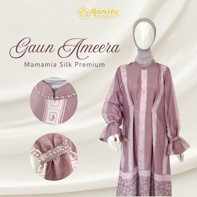 Gaun Ameera | Gaun Batik Soft | Gaun Batik Simple | Gaun Batik Elegant | Gaun Batik Berpayet | Gaun Batik Cantik