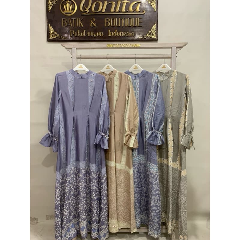 Gaun Ameera | Gaun Batik Soft | Gaun Batik Simple | Gaun Batik Elegant | Gaun Batik Berpayet | Gaun Batik Cantik 6