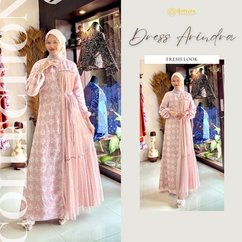 Gaun Arindra | Gaun Batik Berpayet | Gaun Batik Formal | Gaun Elegant
