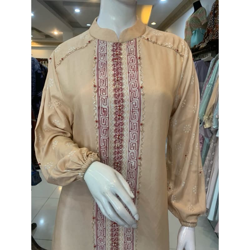 Gaun Bella MK Soft | Gaun Batik Berpayet | Dress Batik Simple Elegant 6