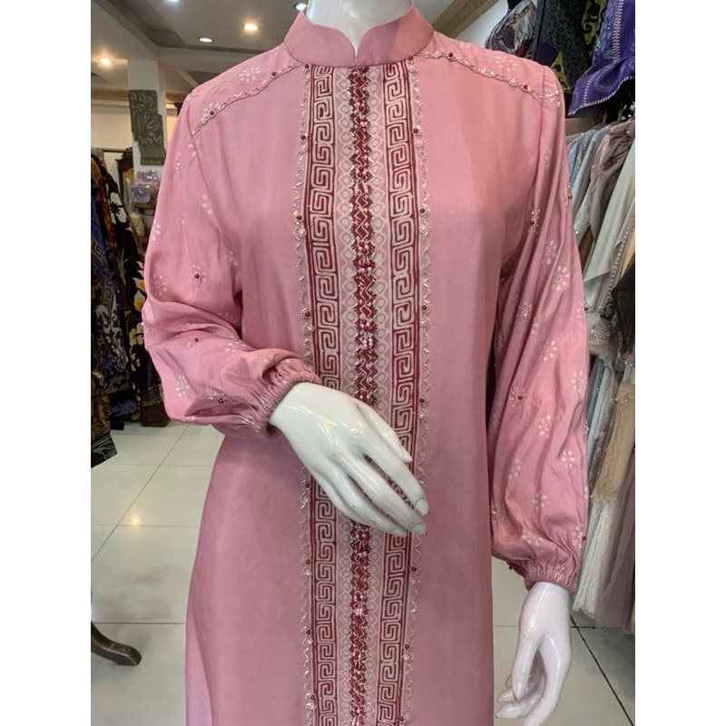 Gaun Bella MK Soft | Gaun Batik Berpayet | Dress Batik Simple Elegant 8