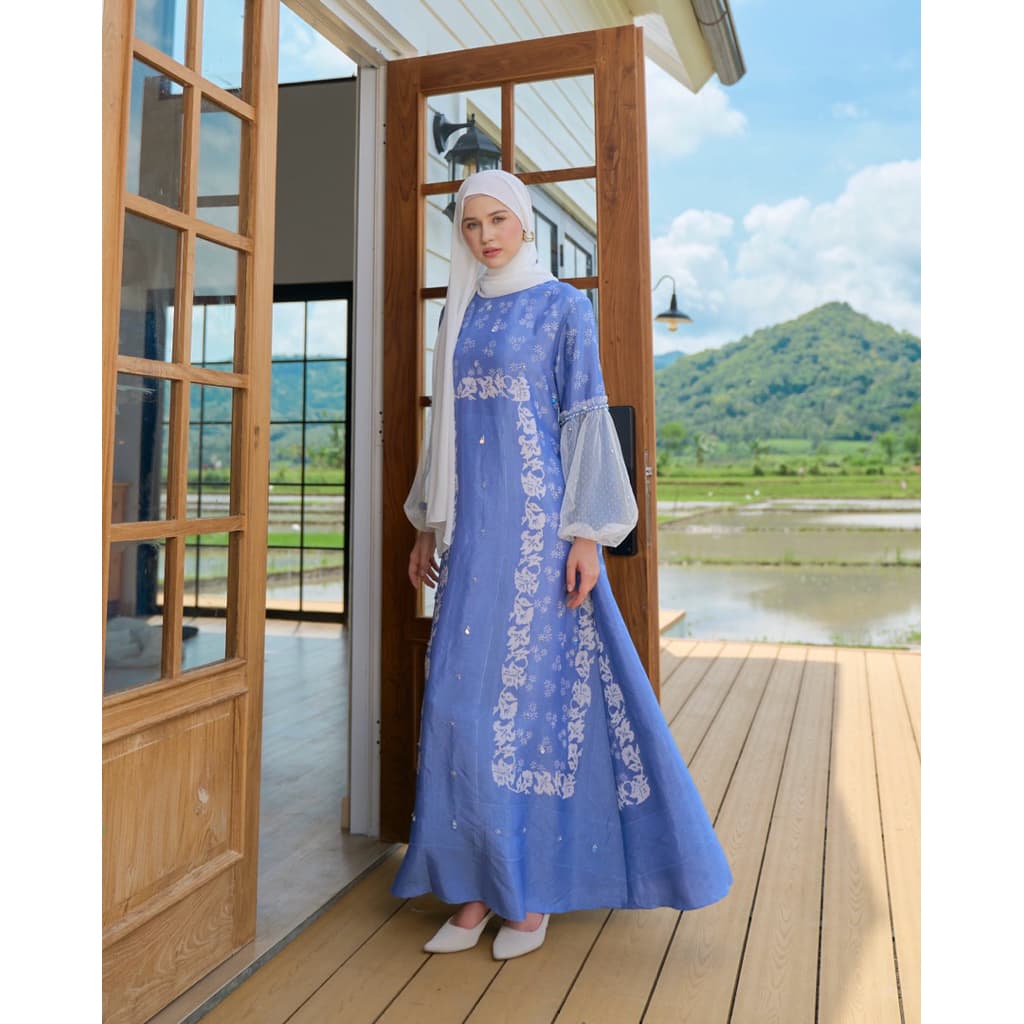 Gaun Belvia | Gaun Batik Premium | Gaun Batik Soft | Gaun Simple Elegant | Gaun Batik Berpayet