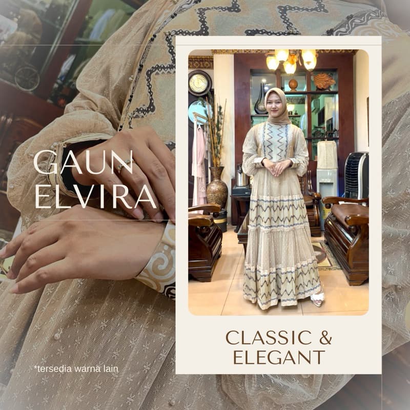 Gaun Elvira | Gaun Batik Premium | Gaun Elegant | Gaun Pesta | Gaun Berpayet