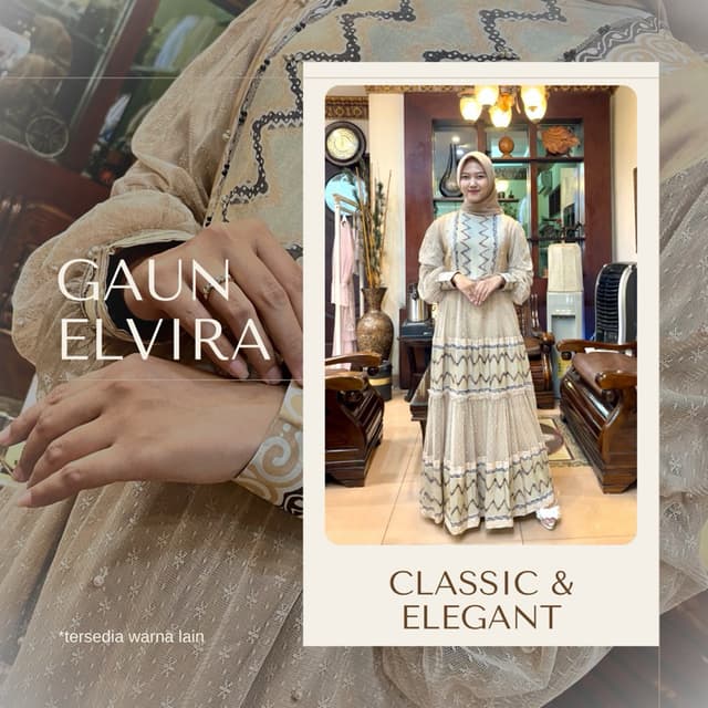 Gaun Elvira | Gaun Batik Premium | Gaun Elegant | Gaun Pesta | Gaun Berpayet