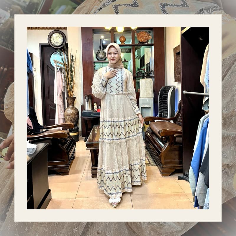 Gaun Elvira | Gaun Batik Premium | Gaun Elegant | Gaun Pesta | Gaun Berpayet 5