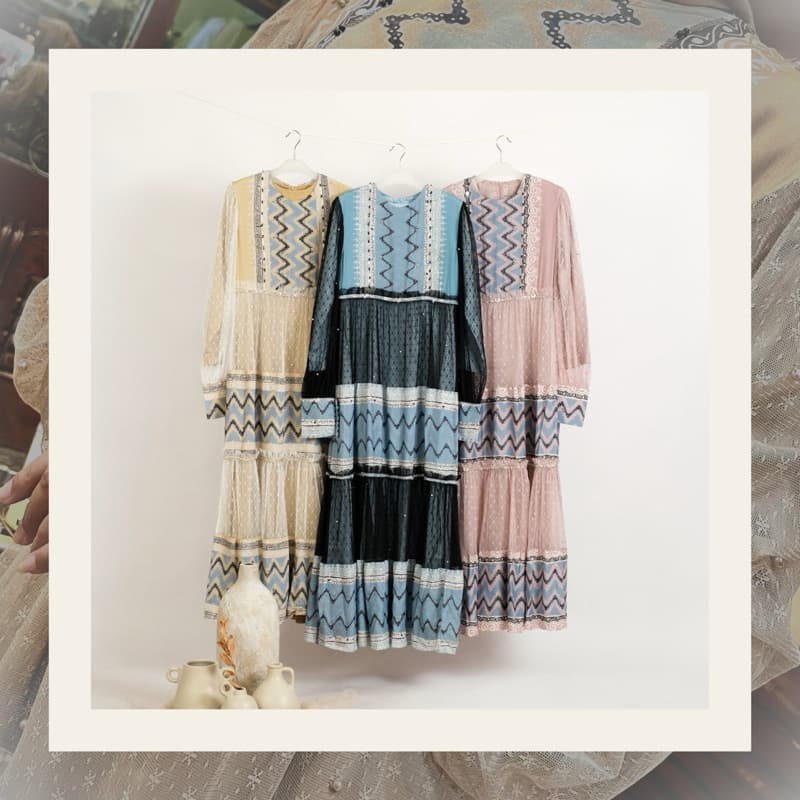 Gaun Elvira | Gaun Batik Premium | Gaun Elegant | Gaun Pesta | Gaun Berpayet 6