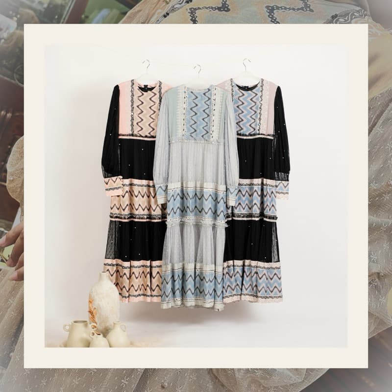 Gaun Elvira | Gaun Batik Premium | Gaun Elegant | Gaun Pesta | Gaun Berpayet 7