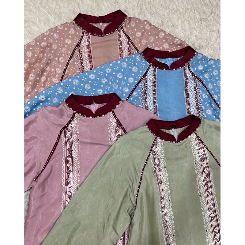 Gaun Emily - Gaun Batik Soft - Gaun Batik Berpayet - Gaun Simple - Gaun Elegant - Gaun Batik Cantik 2