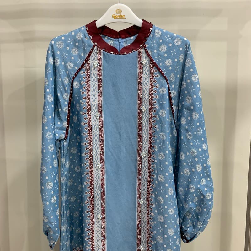 Gaun Emily - Gaun Batik Soft - Gaun Batik Berpayet - Gaun Simple - Gaun Elegant - Gaun Batik Cantik 7