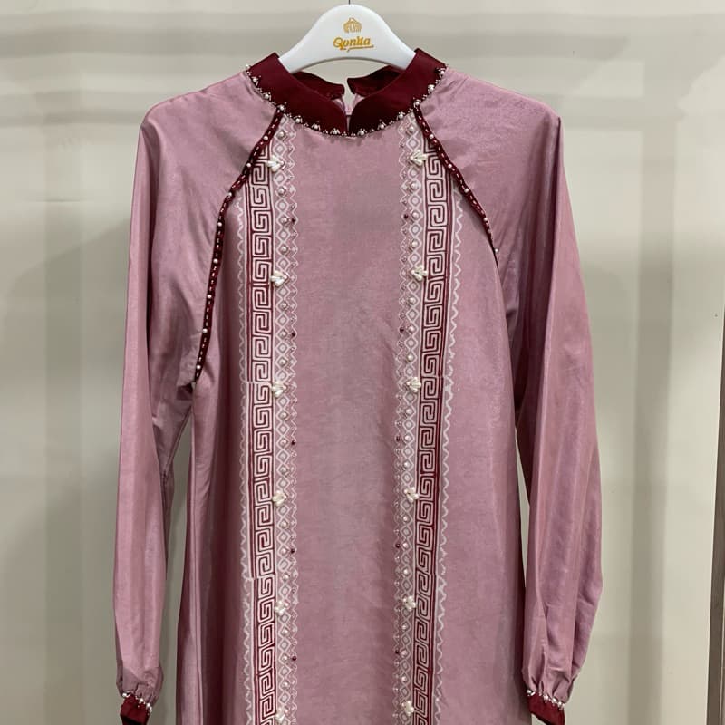 Gaun Emily - Gaun Batik Soft - Gaun Batik Berpayet - Gaun Simple - Gaun Elegant - Gaun Batik Cantik 8