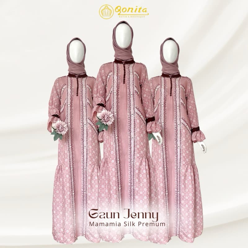 Gaun Jenni | Gaun Batik Soft | Gaun Batik Cantik | Gaun Batik Berpayet | Gaun Simple | Gaun Elegant | Gaun Pesta | Gaun Busui Friendly 2