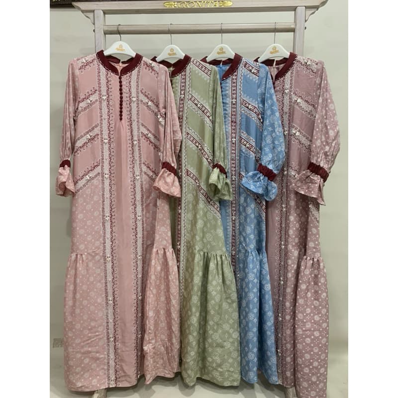 Gaun Jenni | Gaun Batik Soft | Gaun Batik Cantik | Gaun Batik Berpayet | Gaun Simple | Gaun Elegant | Gaun Pesta | Gaun Busui Friendly 5