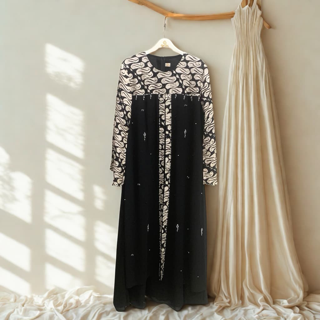 Gaun Maheswa Sogan | Gaun Batik Berpayet | Gaun Sogan Motif Klasik 3
