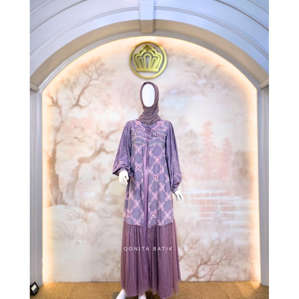 Gaun Outer Ganiya | Gaun Batik Berpayet | Gaun Batik Pesta | Gaun Elegant