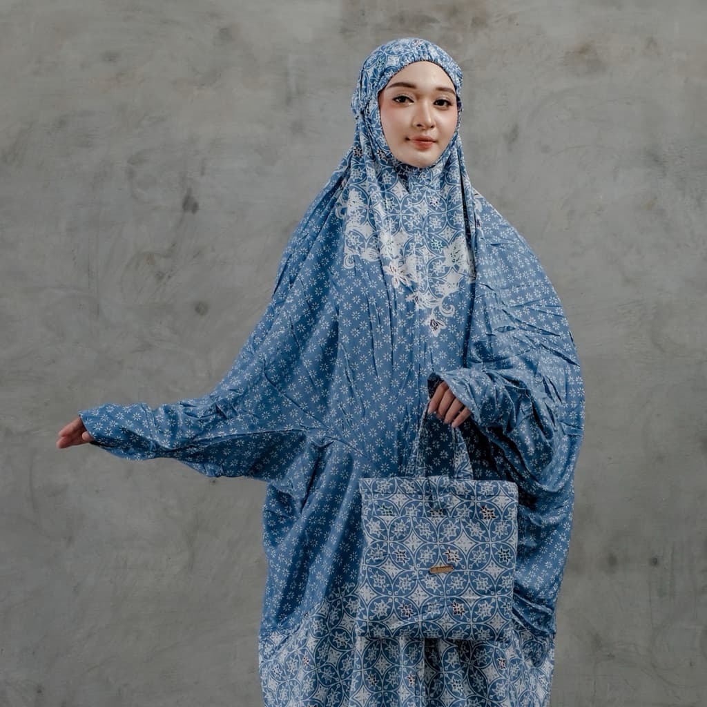 Mukena Qonita | Mukena Batik Rayon Santung | Adem dan Ringan | Free Pouch Cantik | Ukuran Jumbo | BAHAN RAYON SANTUNG ADEM 3