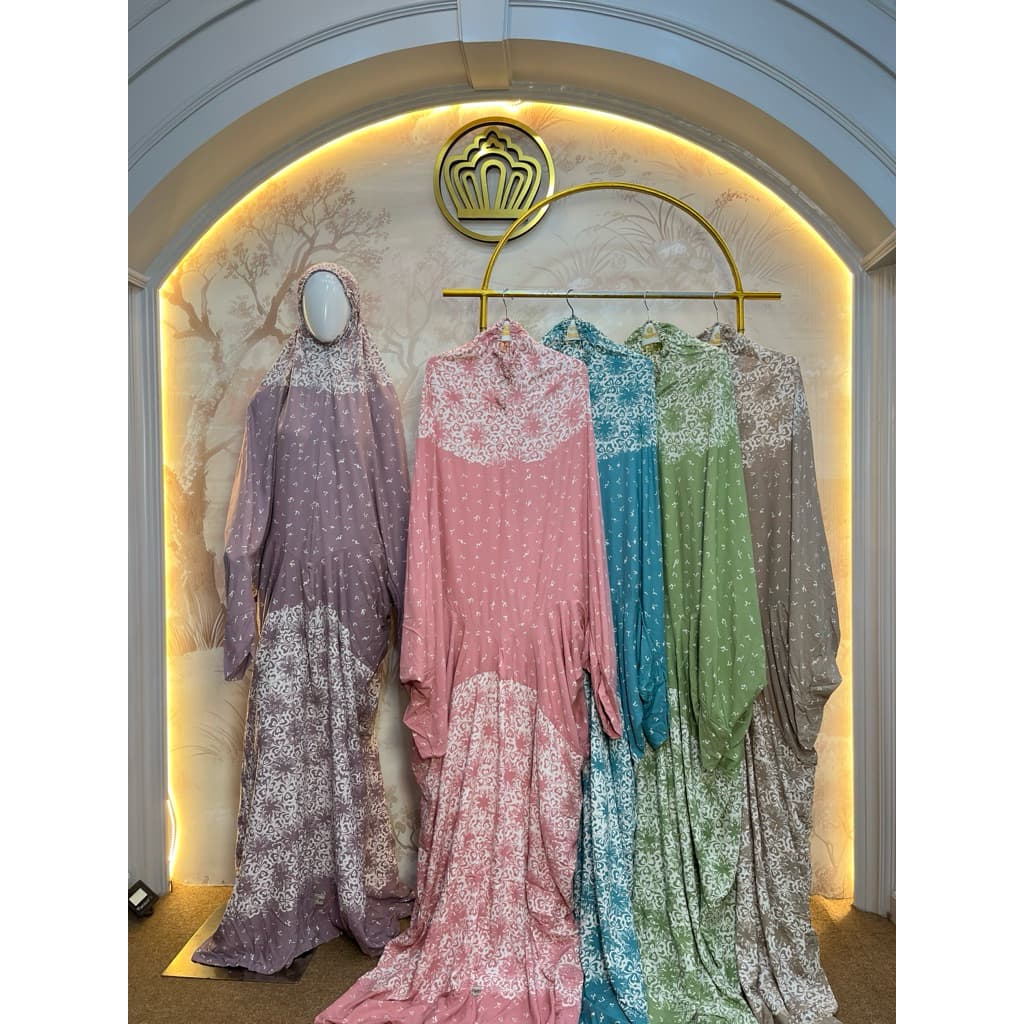Mukena Qonita | Mukena Batik Rayon Santung | Adem dan Ringan | Free Pouch Cantik | Ukuran Jumbo | BAHAN RAYON SANTUNG ADEM 7
