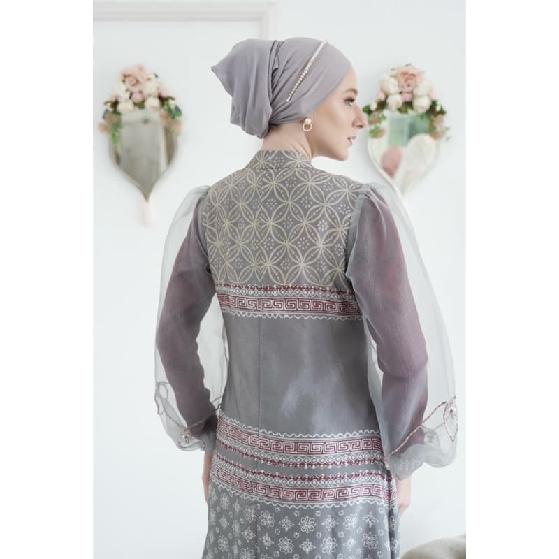 Paradina Outer Dress | Palestine Series | Gaun Batik Premium | Gaun Batik Berpayet | Gaun Simple | Gaun Elegant 6