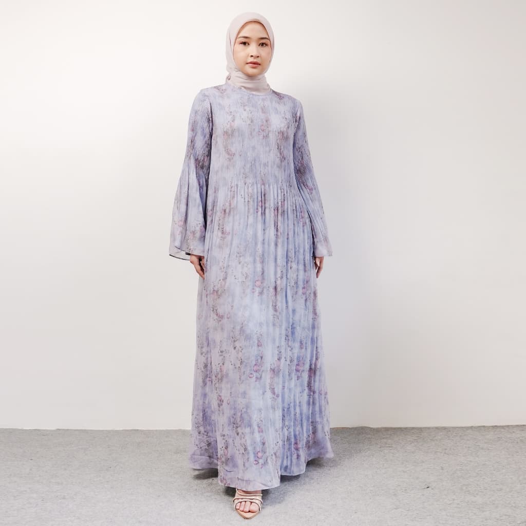 Qoni | Azura Dress | Gaun Panjang Elegan dengan Motif Bunga untuk Tampilan Mewah dan Modis