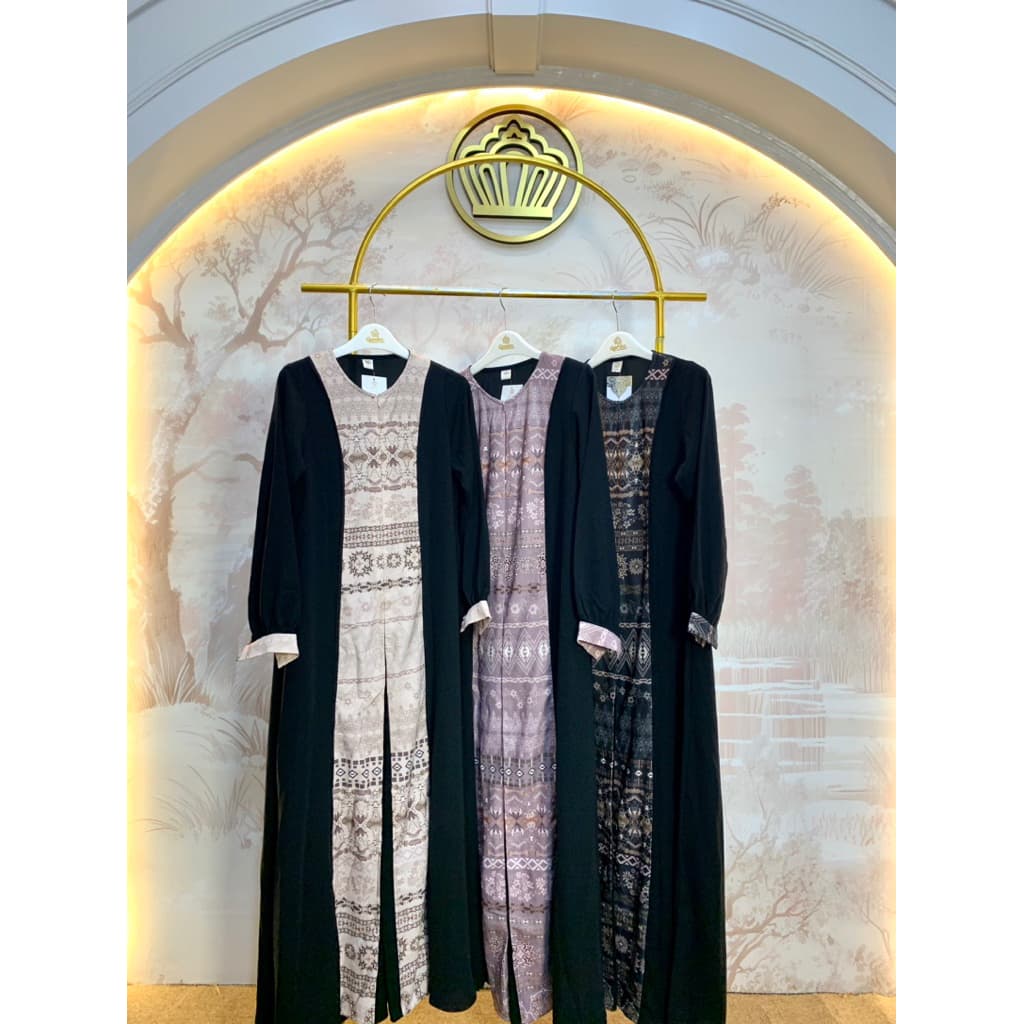 Qoni | Gaun Abaya Faisha Jet Black Simple Daily Look Elegan Premium 6