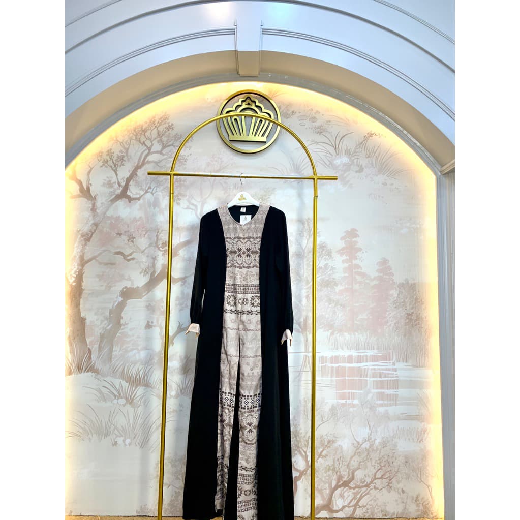Qoni | Gaun Abaya Faisha Jet Black Simple Daily Look Elegan Premium 9