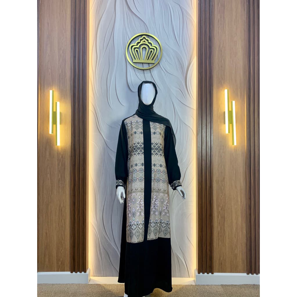 Qoni | Gaun Abaya Keysha | Abaya Jet Black | Gaun Simple | Daily Look | Gaun Elegan | Gaun Premium