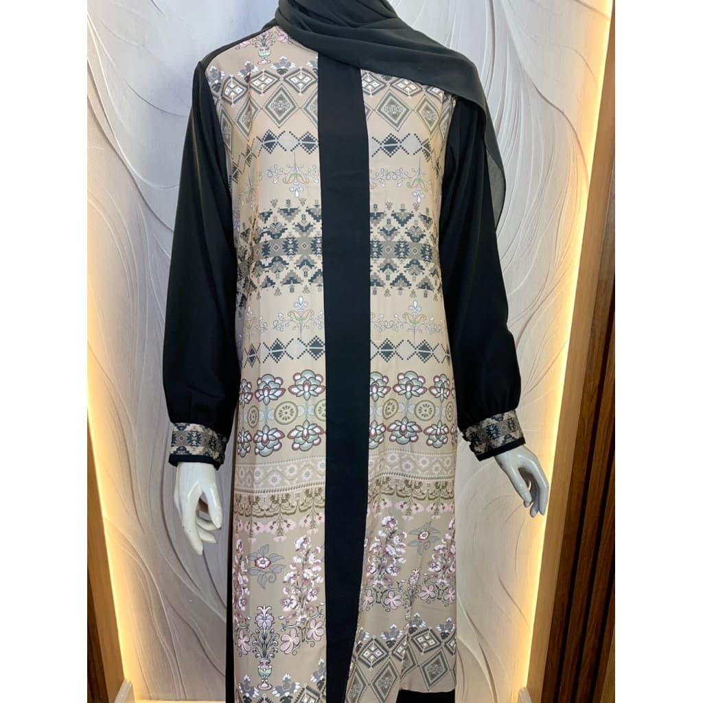Qoni | Gaun Abaya Keysha | Abaya Jet Black | Gaun Simple | Daily Look | Gaun Elegan | Gaun Premium 3