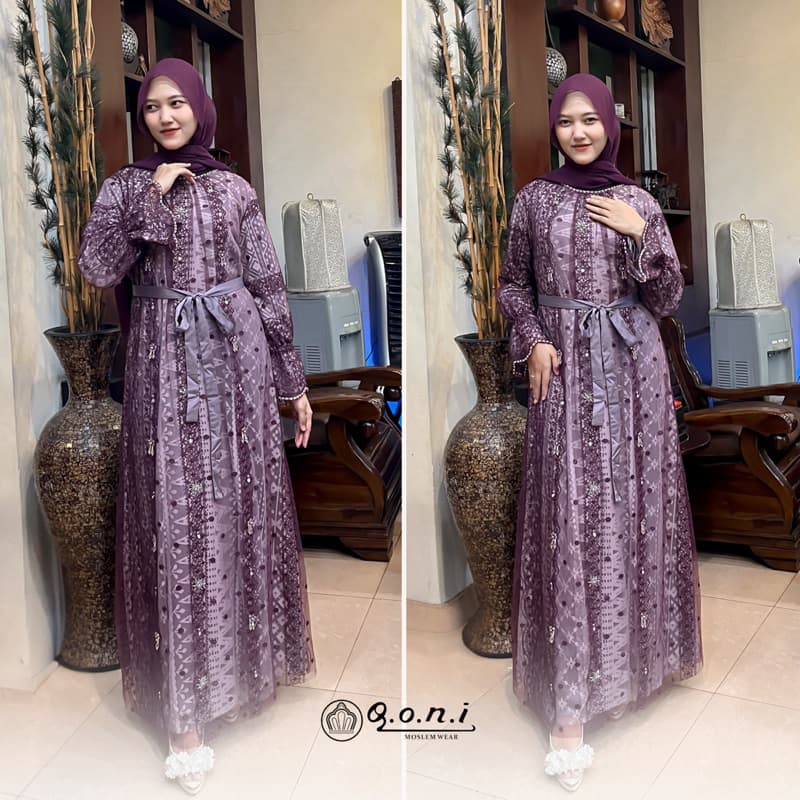 Qoni | Gaun Afara | Gaun Pesta Premium | Gaun Berpayet Full Premium | Gaun Berbrokat Premium | Gaun Mewah dan Elegan