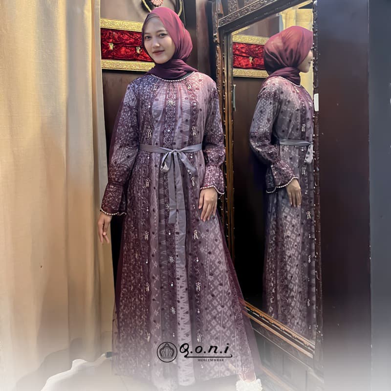 Qoni | Gaun Afara | Gaun Pesta Premium | Gaun Berpayet Full Premium | Gaun Berbrokat Premium | Gaun Mewah dan Elegan 2