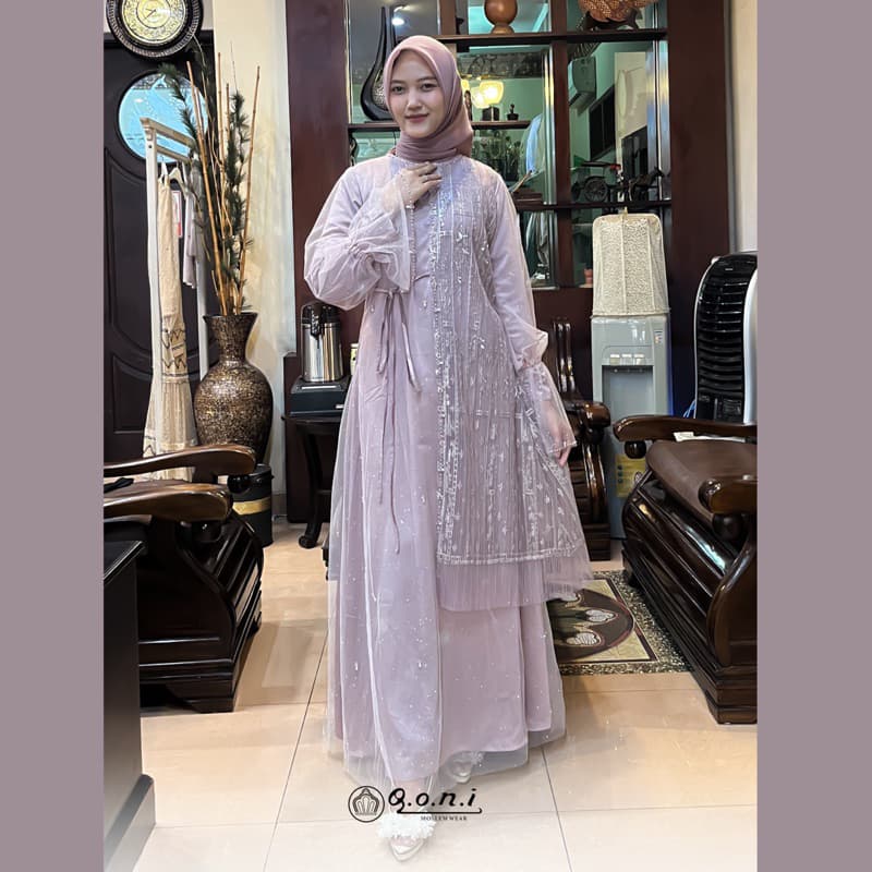 Qoni | Gaun Allera | Gaun Pesta Premium | Gaun Berpayet Full Premium | Gaun Berbrokat Premium | Gaun Mewah dan Elegan 3