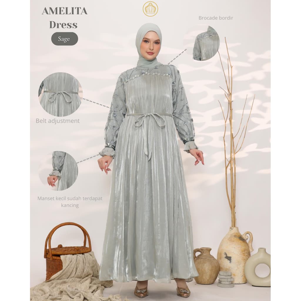 Qoni Gaun Amelita - Dress Kondangan Satin Silk Premium Mewah 4