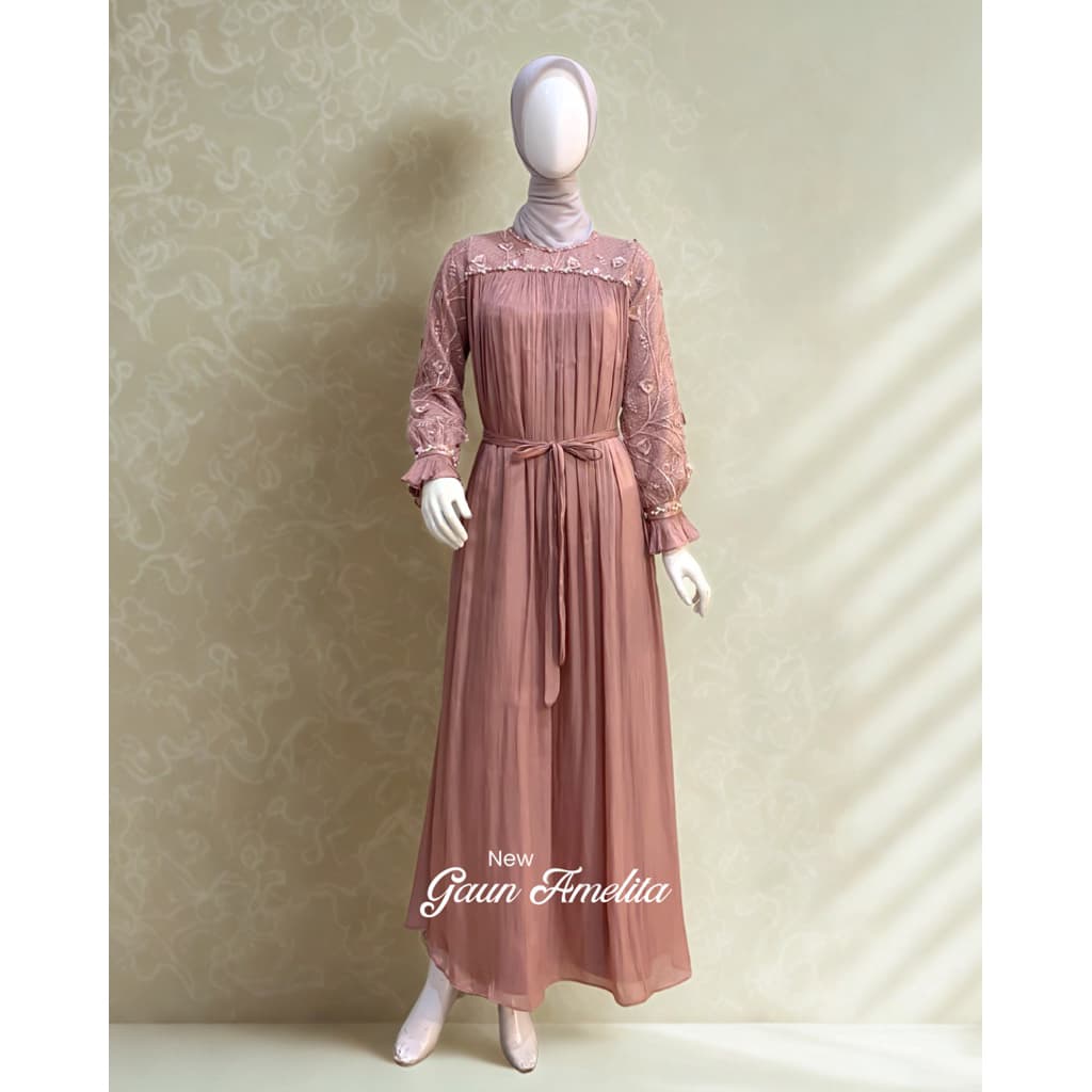 Qoni Gaun Amelita - Dress Kondangan Satin Silk Premium Mewah 5