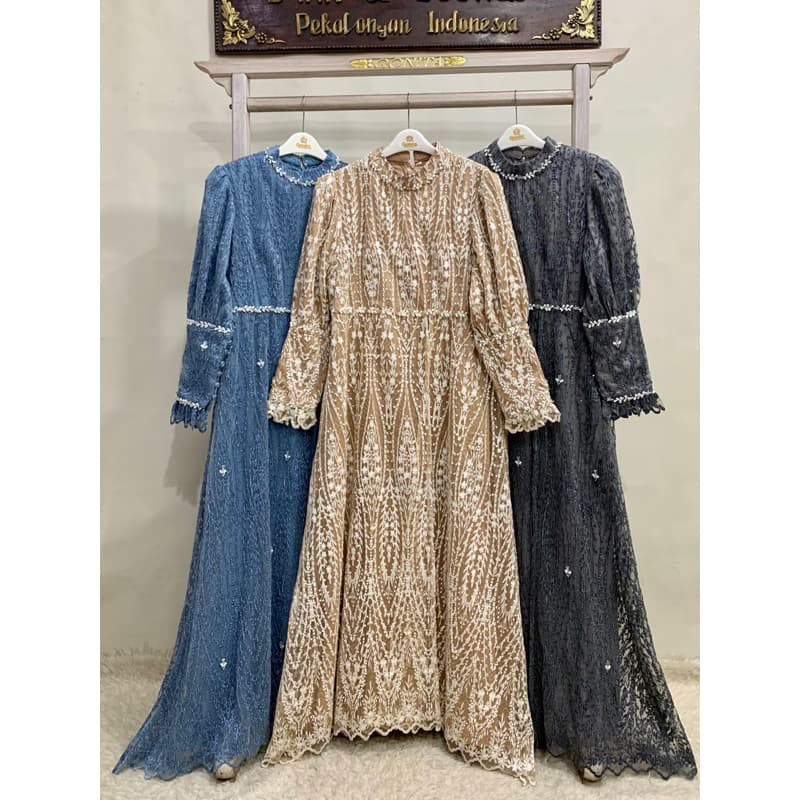 Qoni | Gaun Anastasia | Gaun Pesta Premium | Gaun Berpayet Full Premium | Gaun Mewah dan Elegan