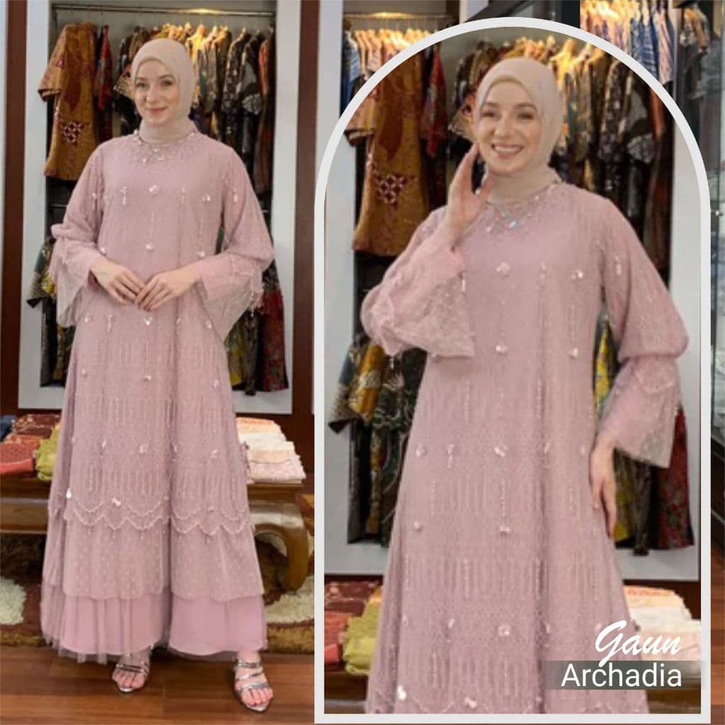 Qoni | Gaun Archadia | Gaun Pesta Premium | Gaun Borkat | Gaun Berpayet