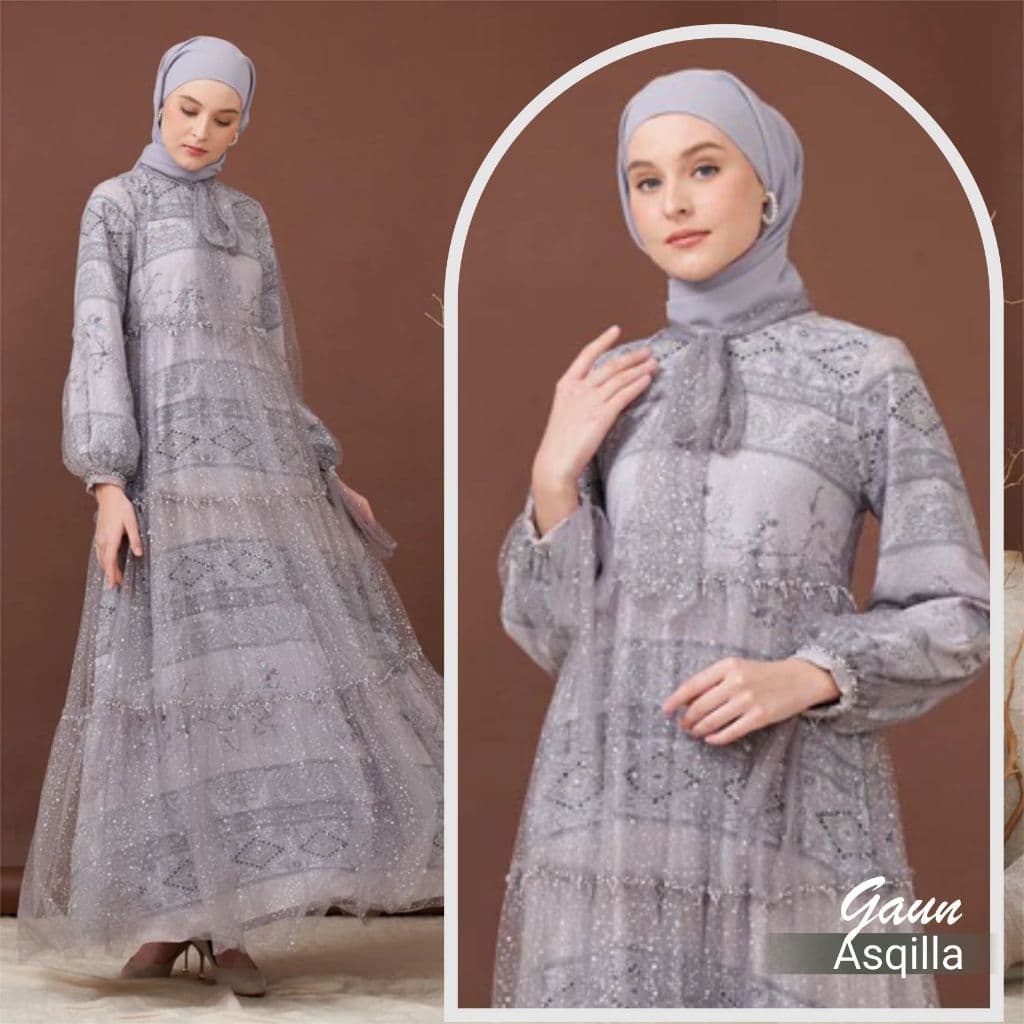 Qoni | Gaun Asqilla | Gaun Borkat Premium | Gaun Berpayet