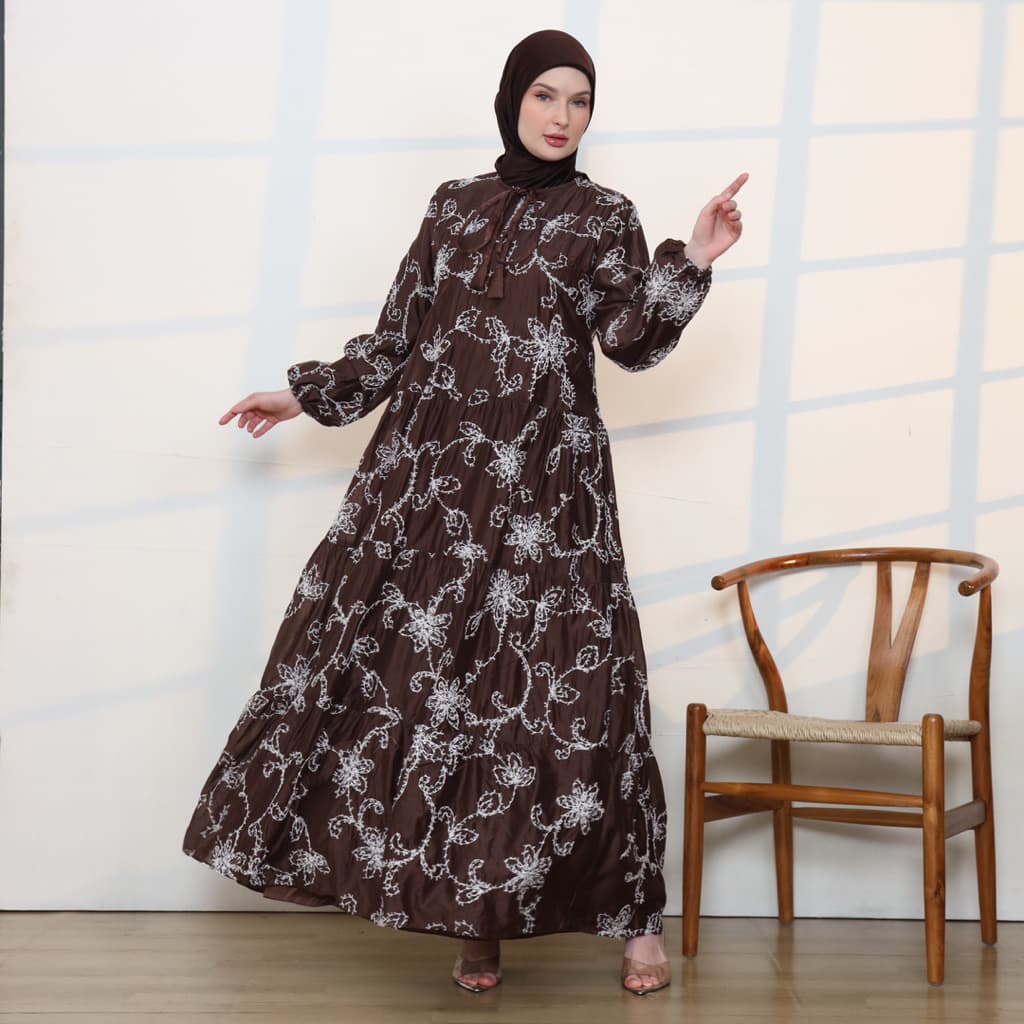 Qoni | Gaun Diora | Gaun Pesta Premium | Mewah | Gaun Tensil Silk | Gaun Bordir