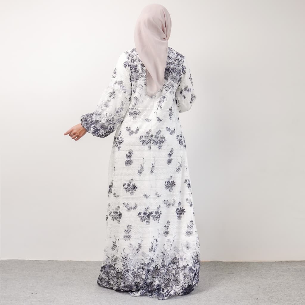 Qoni | Gaun Eltazia | Dress Wanita Muslimah dengan Desain Bunga Elegan dan Lengan Panjang 4
