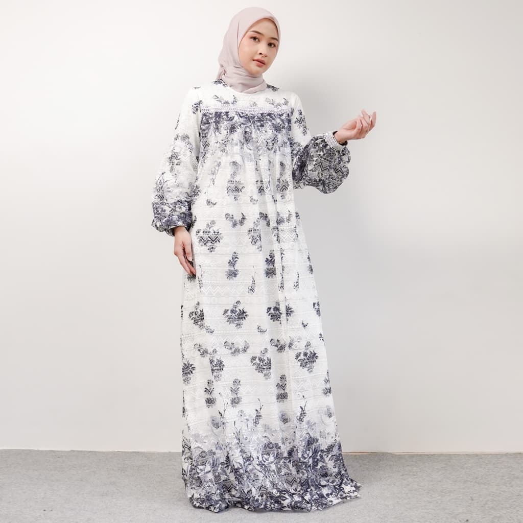 Qoni | Gaun Eltazia | Dress Wanita Muslimah dengan Desain Bunga Elegan dan Lengan Panjang 6