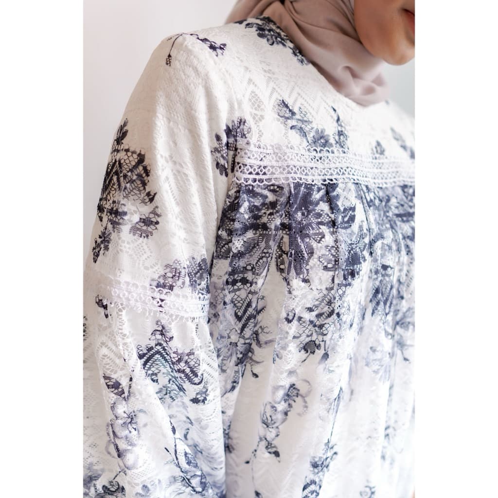 Qoni | Gaun Eltazia | Dress Wanita Muslimah dengan Desain Bunga Elegan dan Lengan Panjang 7