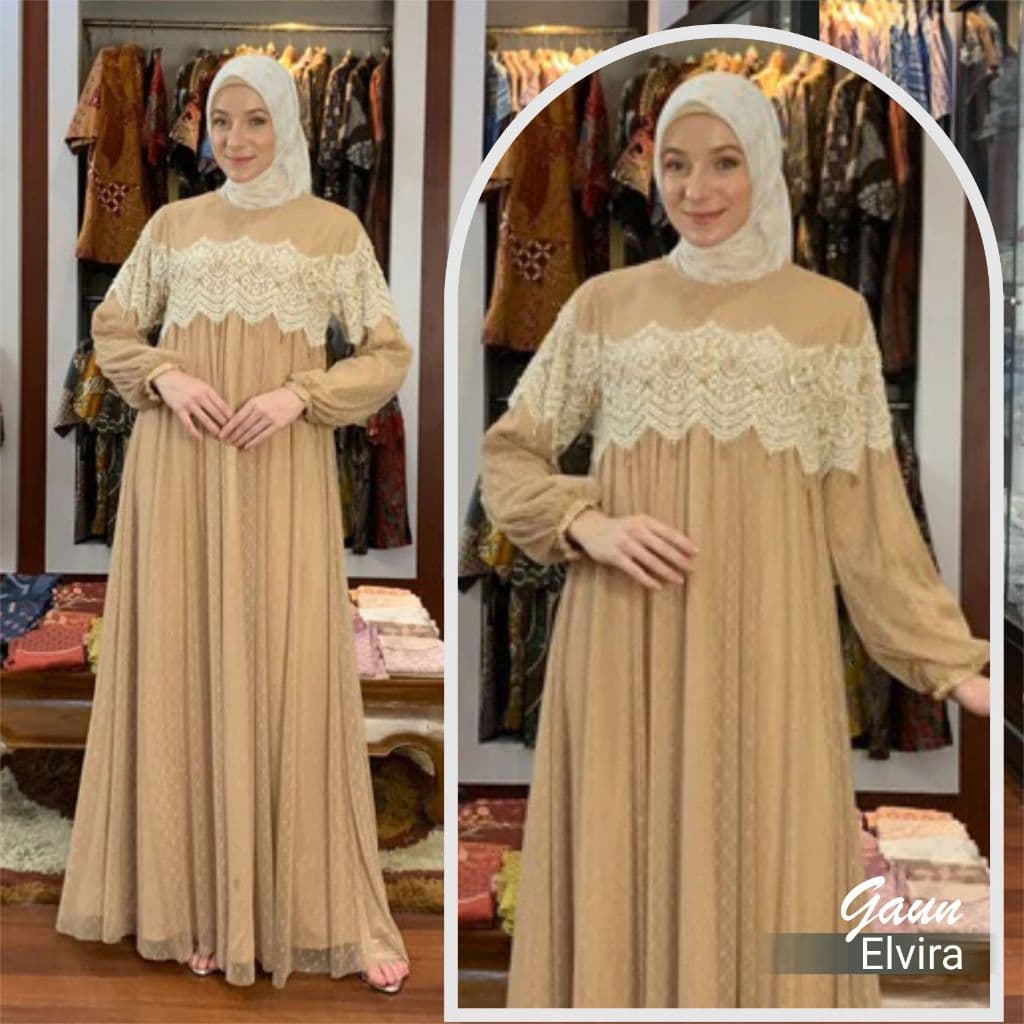 Qoni | Gaun Elvira | Gaun Pesta | Gaun Borkat Premium | Gaun Berpayet
