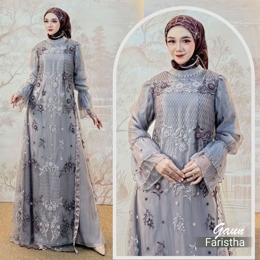 Qoni | Gaun Faristha | Gaun Pesta Premium | Gaun Borkat | Gaun Payet | Gaun Mewah | Simpel | Elegan.
