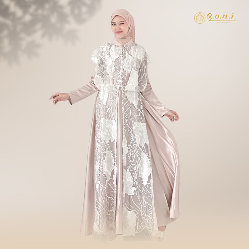 Qoni | Gaun Ferisha | Gaun Pesta Premium | Gaun Berburkat Premium | Look Mewah dan Elegan | Inner Outer Terpisah 2