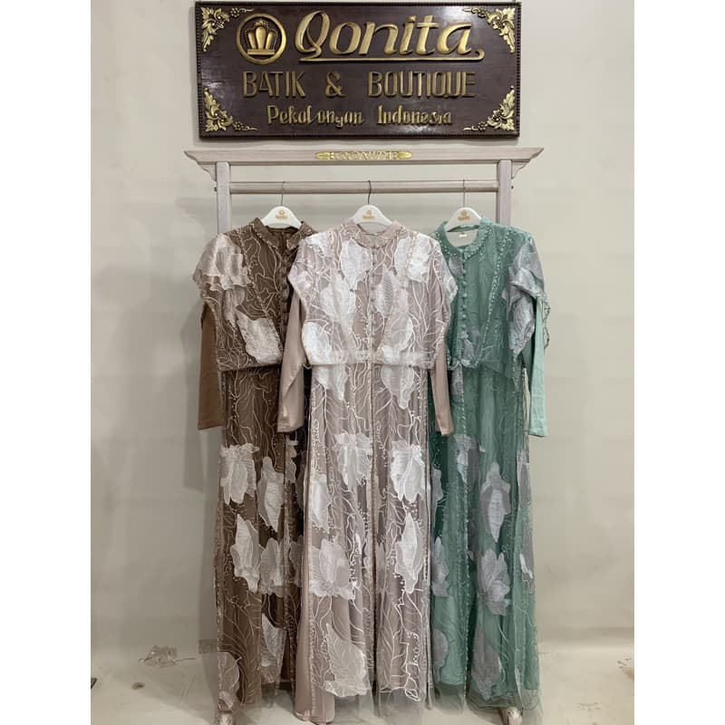 Qoni | Gaun Ferisha | Gaun Pesta Premium | Gaun Berburkat Premium | Look Mewah dan Elegan | Inner Outer Terpisah 6