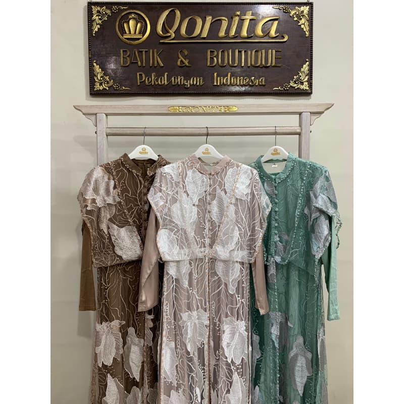 Qoni | Gaun Ferisha | Gaun Pesta Premium | Gaun Berburkat Premium | Look Mewah dan Elegan | Inner Outer Terpisah 7