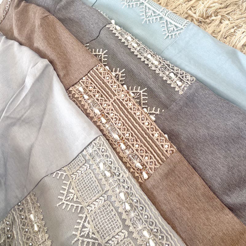 Qoni | Gaun Ghania | Gaun premium | Look simpel dan elegan | Sudah full payet | Busui 6