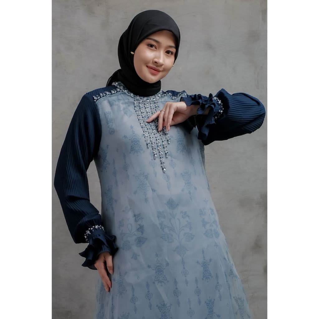 Qoni | Gaun Habiba | Gaun Simple | Dress Mewah | Gaun Elegan | Gaun Premium | Gaun Brukat 3
