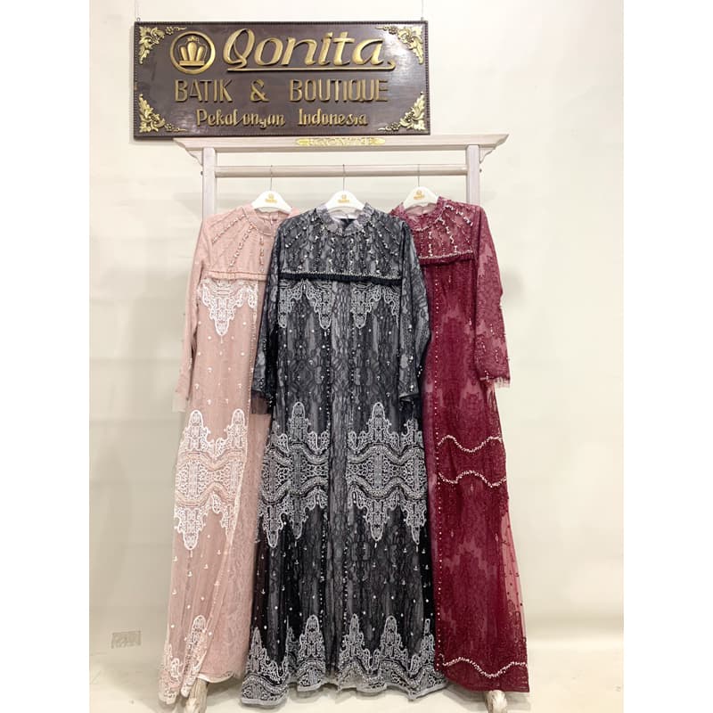 Qoni | Gaun Helena | Gaun pesta premium | Gaun borkat | Gaun berpayet