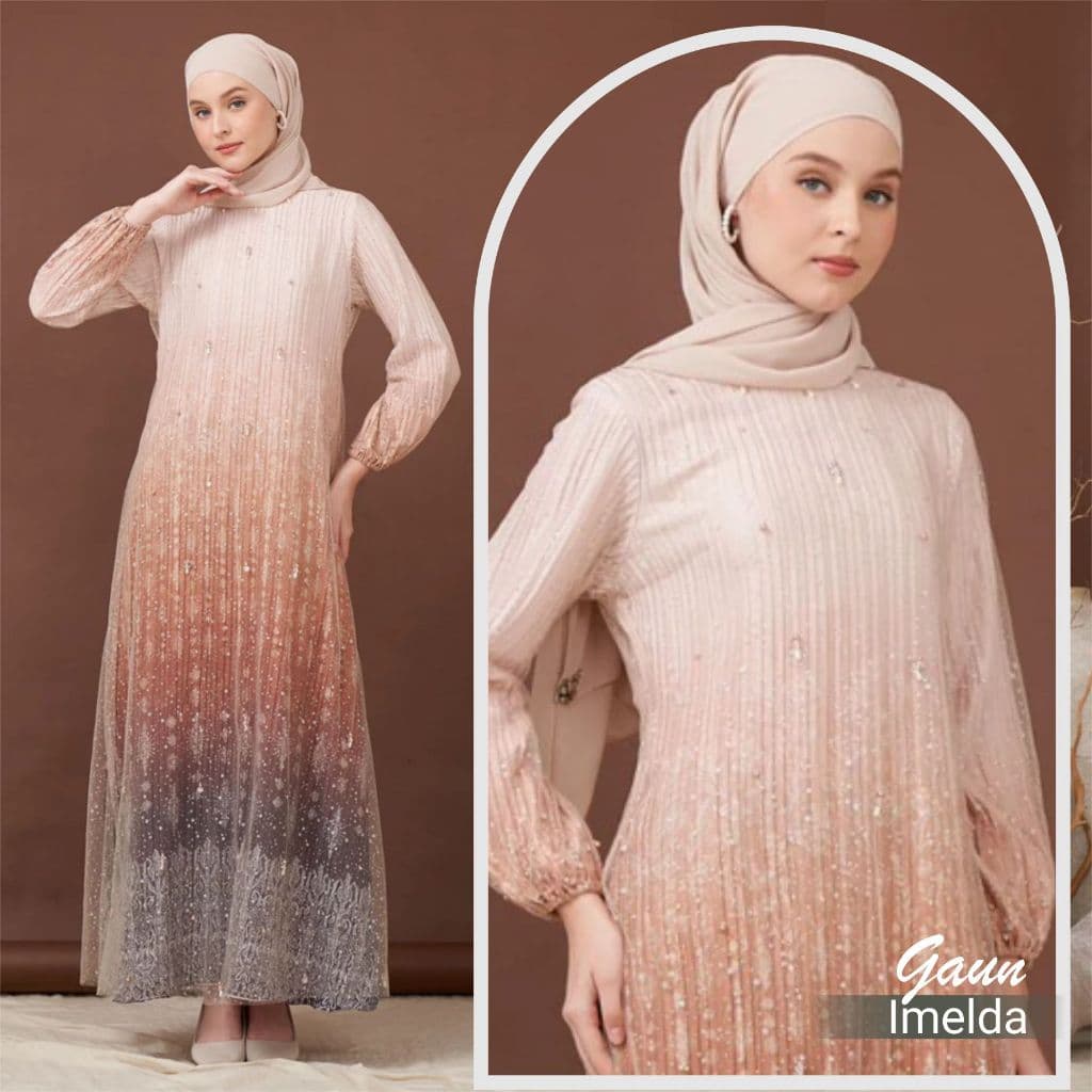 Qoni | Gaun Imelda | Gaun pesta premium | Simpel dan elegan.