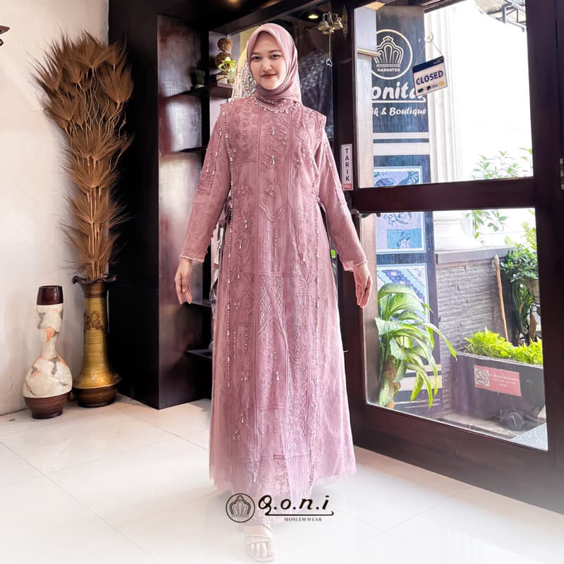 Qoni | Gaun Jevana | Gaun Pesta Premium | Gaun Inner Outer Terpisah | Gaun Berpayet Full Premium | Gaun Berbrokat Premium | Gaun Mewah dan Elegan 2
